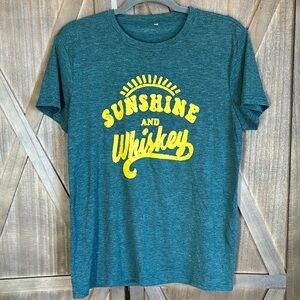 Green Sunshine ☀️ and Whiskey Graphic Tee T-shirt Medium